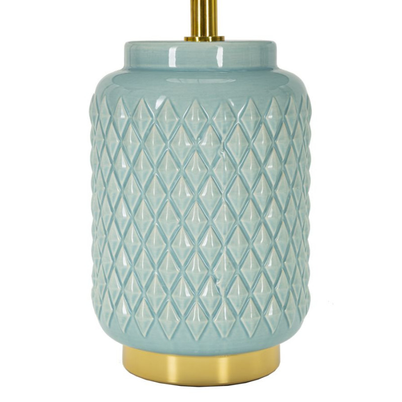 Lampe à poser moderne Hauteur 44 cm en Céramique Tissu Bleu clair Métal Doré Square Mauro Ferretti - 2