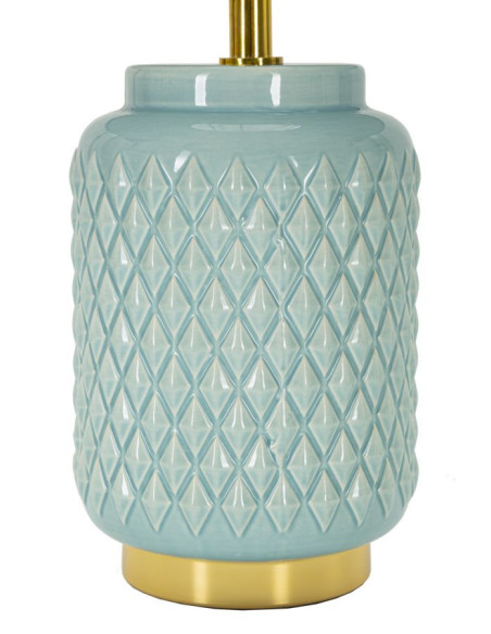 Lampe à poser moderne Hauteur 44 cm en Céramique Tissu Bleu clair Métal Doré Square Mauro Ferretti - 2