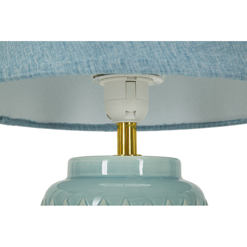 Lampe à poser moderne Hauteur 44 cm en Céramique Tissu Bleu clair Métal Doré Square Mauro Ferretti - 3