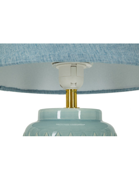 Lampe à poser moderne Hauteur 44 cm en Céramique Tissu Bleu clair Métal Doré Square Mauro Ferretti - 3