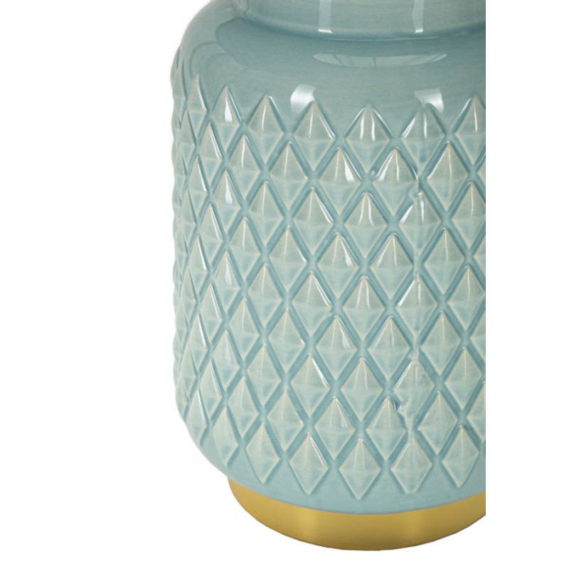 Lampe à poser moderne Hauteur 44 cm en Céramique Tissu Bleu clair Métal Doré Square Mauro Ferretti - 4