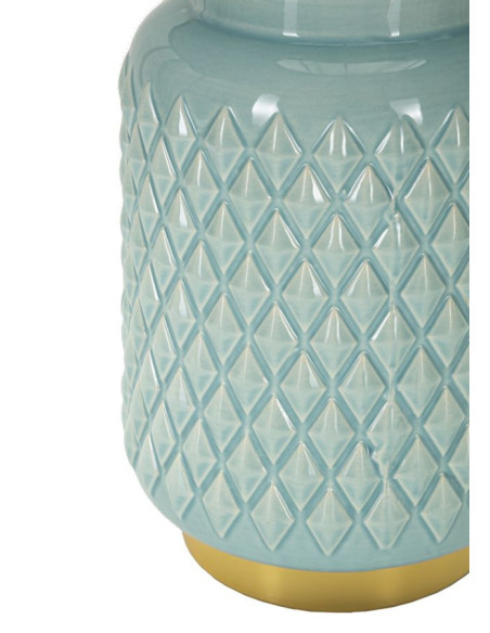 Lampe à poser moderne Hauteur 44 cm en Céramique Tissu Bleu clair Métal Doré Square Mauro Ferretti - 4