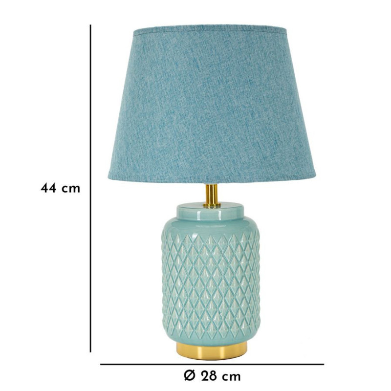Lampe à poser moderne Hauteur 44 cm en Céramique Tissu Bleu clair Métal Doré Square Mauro Ferretti - 6