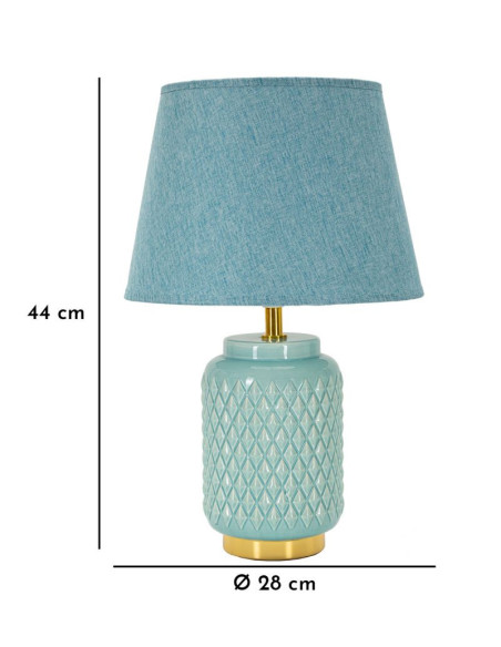 Lampe à poser moderne Hauteur 44 cm en Céramique Tissu Bleu clair Métal Doré Square Mauro Ferretti - 6