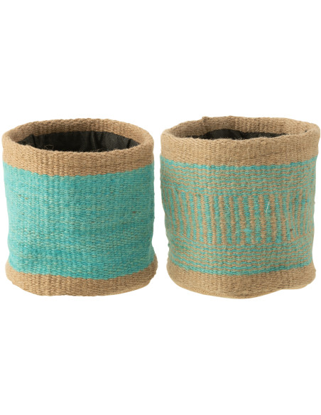 Cache-pot Rond Diamètre 20 cm en Jute Naturel Azur Kyler (Lot de 2) - 1