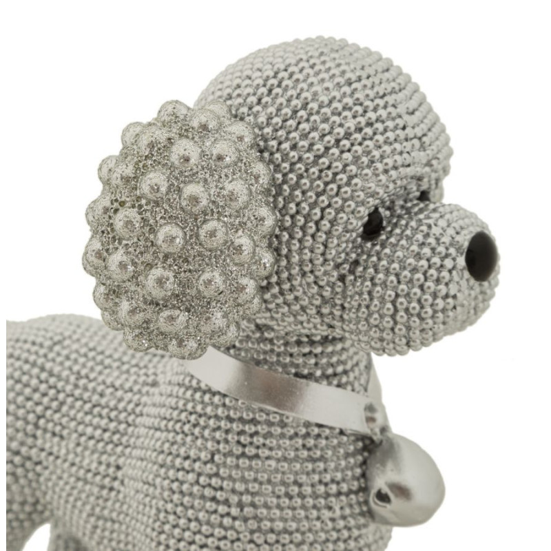 Statuette déco moderne Caniche assis en Résine Argenté Brillant Sparky Mauro Ferretti - 5