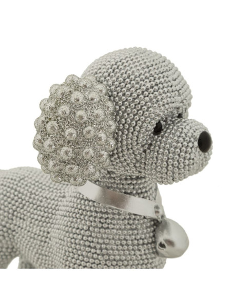 Statuette déco moderne Caniche assis en Résine Argenté Brillant Sparky Mauro Ferretti - 5