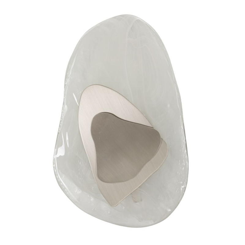 Applique murale originale Galets Hauteur 31 cm en Verre Blanc Métal Argenté Ocean 
