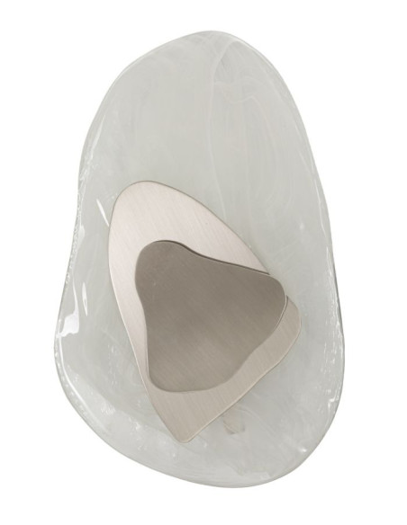 Applique murale originale Galets Hauteur 31 cm en Verre Blanc Métal Argenté Ocean 