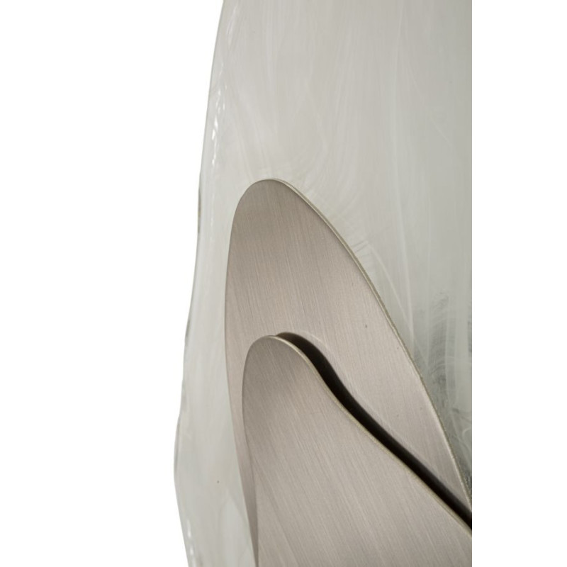 Applique murale originale Galets Hauteur 31 cm en Verre Blanc Métal Argenté Ocean 