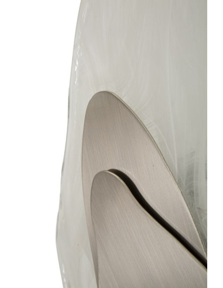 Applique murale originale Galets Hauteur 31 cm en Verre Blanc Métal Argenté Ocean 