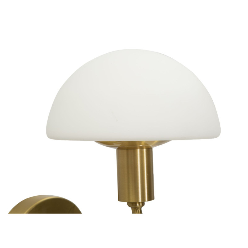 Applique murale Champignon Coeur Hauteur 22 cm en Verre Blanc Métal Doré Lovy 