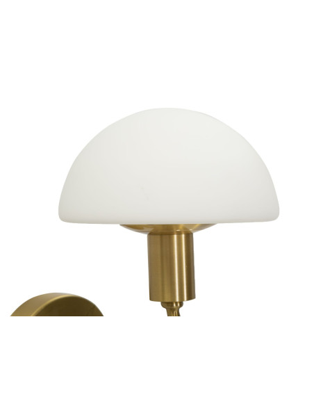 Applique murale Champignon Coeur Hauteur 22 cm en Verre Blanc Métal Doré Lovy 