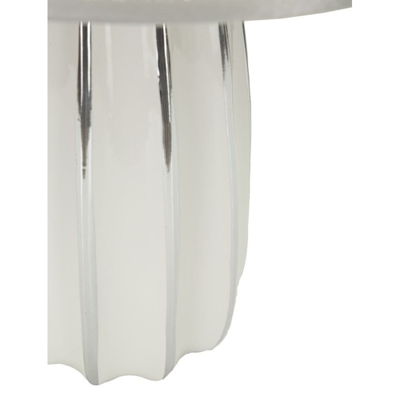 Lampe à poser moderne chic Hauteur 45 cm en Céramique Argenté Tissu Blanc Emmi 
