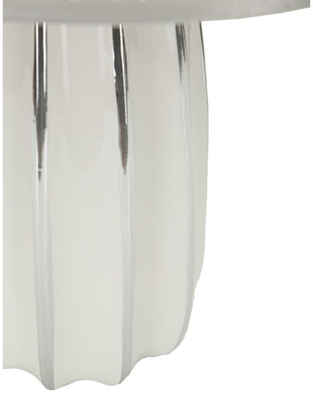 Lampe à poser moderne chic Hauteur 45 cm en Céramique Argenté Tissu Blanc Emmi 