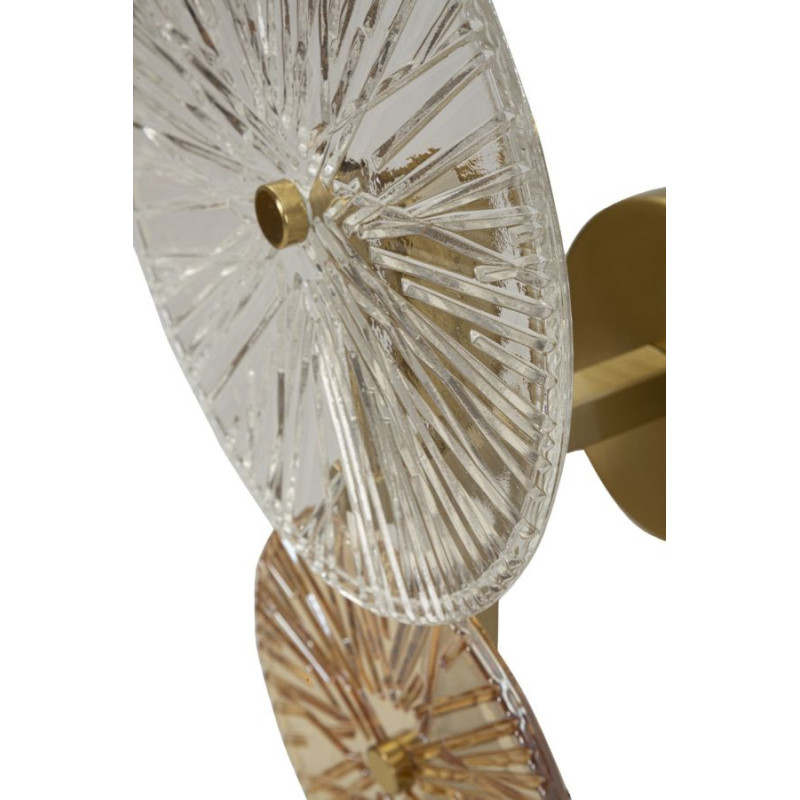 Grande Applique murale moderne Soleils Hauteur 41 cm en Métal Doré Verre Semi-transparent Sunrise 