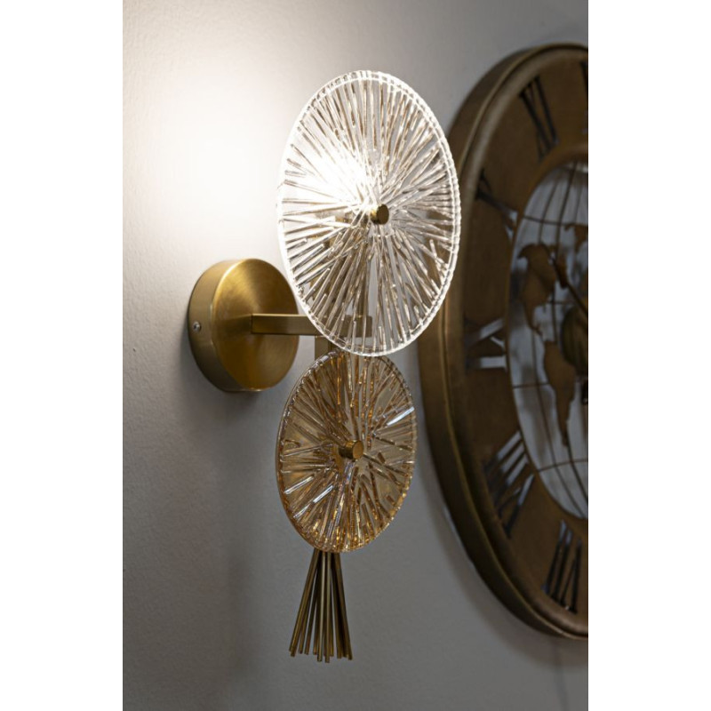 Grande Applique murale moderne Soleils Hauteur 41 cm en Métal Doré Verre Semi-transparent Sunrise 