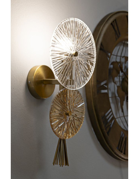 Grande Applique murale moderne Soleils Hauteur 41 cm en Métal Doré Verre Semi-transparent Sunrise 