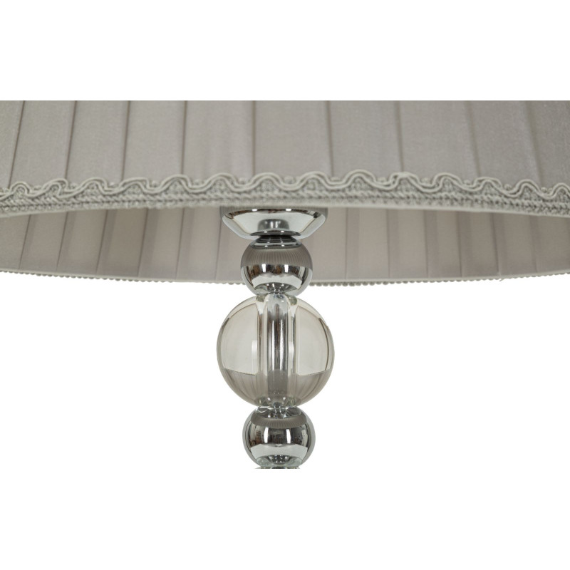 Lampe à poser glamour Hauteur 48 cm en Métal Argenté Verre Transparent Tissu Gris Tolly 