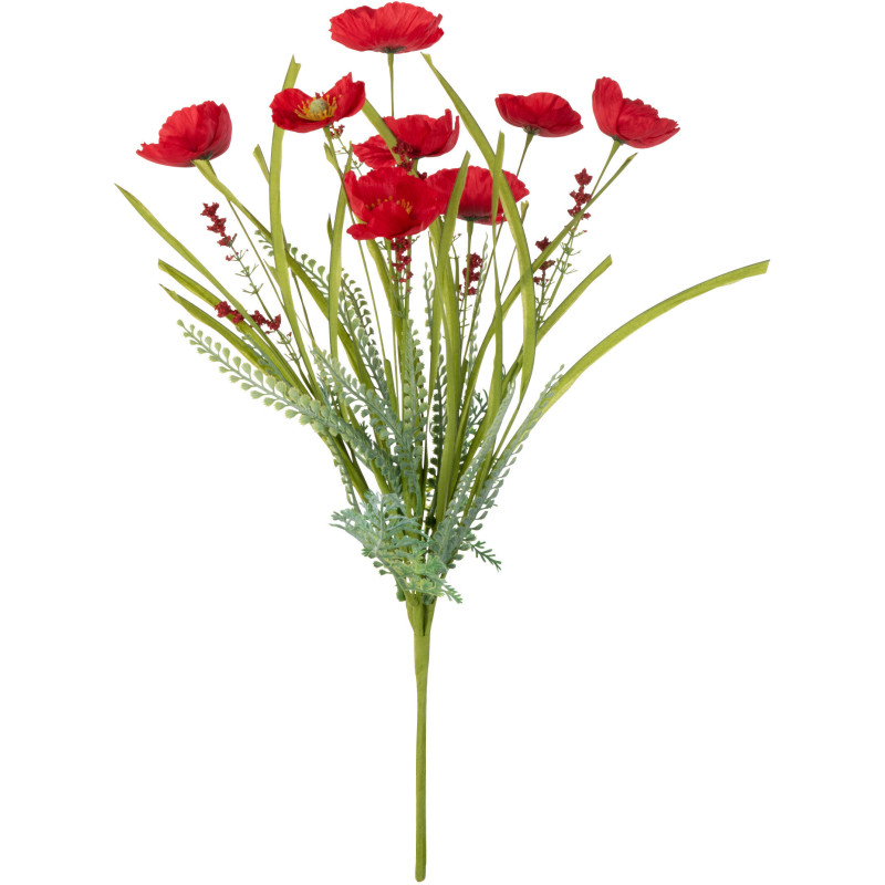 Fleur artificielle Pavot Hauteur 50 cm en Plastqiue Rouge Vert - 1