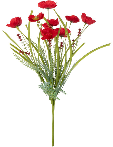Fleur artificielle Pavot Hauteur 50 cm en Plastqiue Rouge Vert - 1