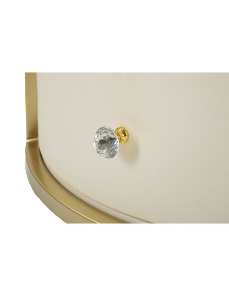 Table basse moderne chic Ronde 1 tiroir 1 étagère en Bois de pin Bois MDF Blanc Métal Doré Shanon 