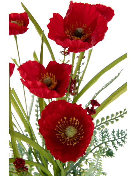 Fleur artificielle Pavot Hauteur 50 cm en Plastqiue Rouge Vert - 2