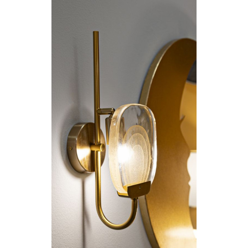 Applique murale originale chic Hauteur 38 cm en Métal Doré Verre Softy 