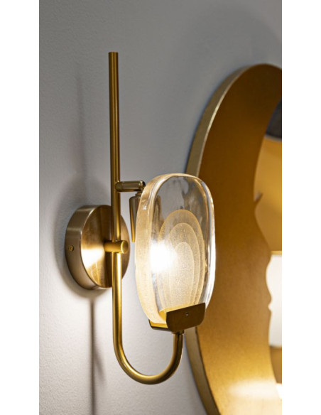 Applique murale originale chic Hauteur 38 cm en Métal Doré Verre Softy 