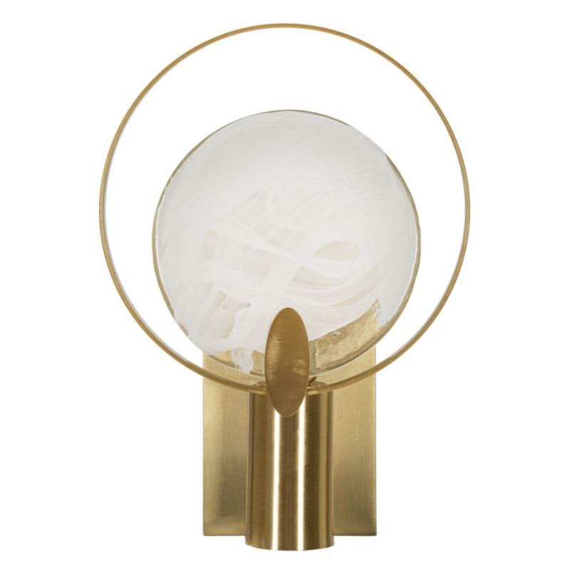 Applique murale moderne Hauteur 26 cm en Métal Doré Verre Blanc Oklan 