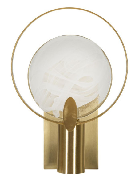 Applique murale moderne Hauteur 26 cm en Métal Doré Verre Blanc Oklan 