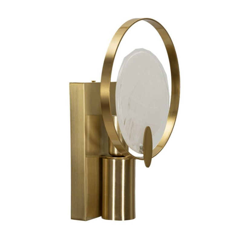 Applique murale moderne Hauteur 26 cm en Métal Doré Verre Blanc Oklan 