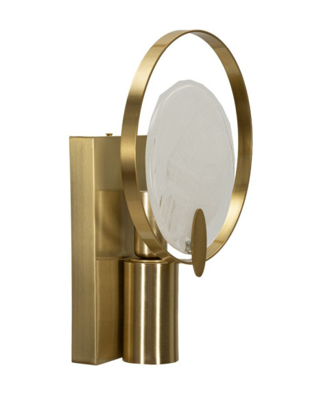 Applique murale moderne Hauteur 26 cm en Métal Doré Verre Blanc Oklan 