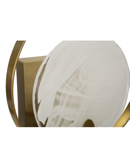 Applique murale moderne Hauteur 26 cm en Métal Doré Verre Blanc Oklan 