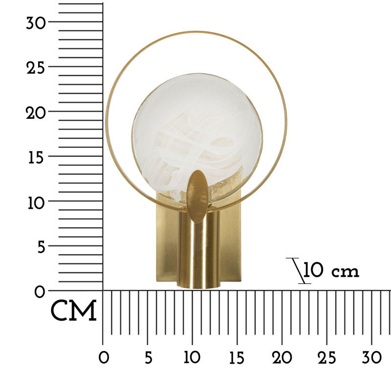 Applique murale moderne Hauteur 26 cm en Métal Doré Verre Blanc Oklan 