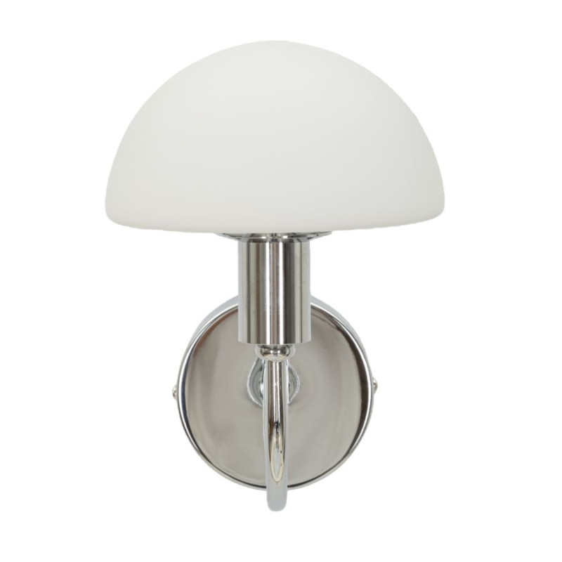 Applique murale Champignon Coeur Hauteur 22 cm en Verre Blanc Métal Argenté Lovy 