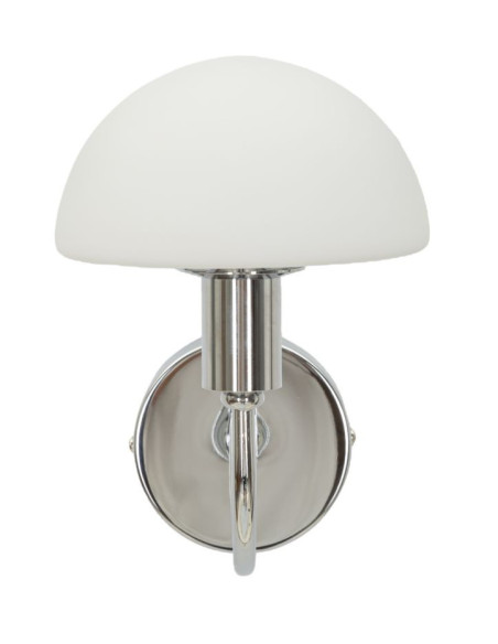 Applique murale Champignon Coeur Hauteur 22 cm en Verre Blanc Métal Argenté Lovy 