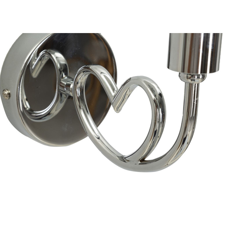 Applique murale Champignon Coeur Hauteur 22 cm en Verre Blanc Métal Argenté Lovy 