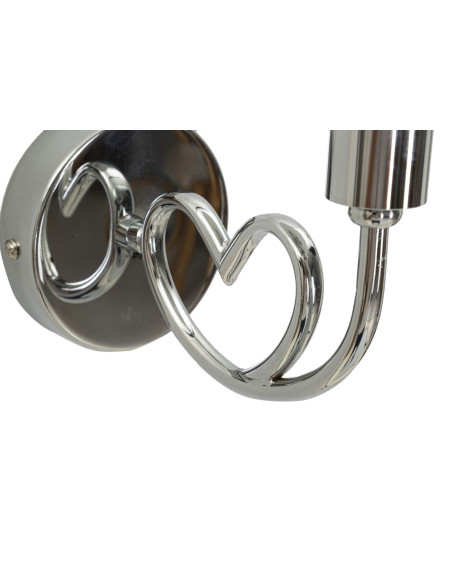 Applique murale Champignon Coeur Hauteur 22 cm en Verre Blanc Métal Argenté Lovy 