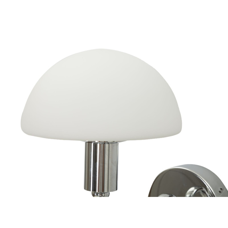 Applique murale Champignon Coeur Hauteur 22 cm en Verre Blanc Métal Argenté Lovy 
