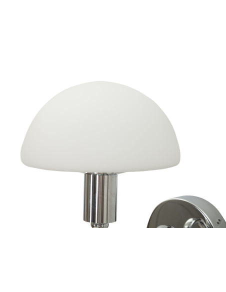 Applique murale Champignon Coeur Hauteur 22 cm en Verre Blanc Métal Argenté Lovy 