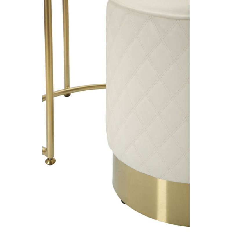 Petite Coiffeuse moderne avec tabouret 1 tiroir en Polyuréthane Blanc Matelassé Bois MDF Métal Doré Shanon 