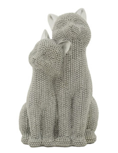 Statuette déco moderne Couple de chats en Résine Argenté Brillant Sparky 