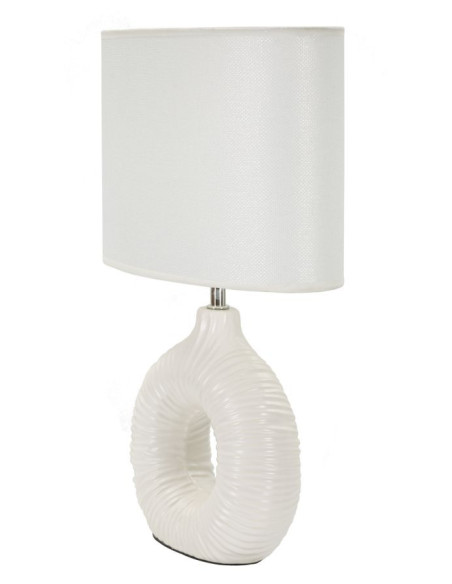 Lampe à poser moderne bord de mer Hauteur 43 cm en Céramique Tissu Blanc Métal Argenté Seta 