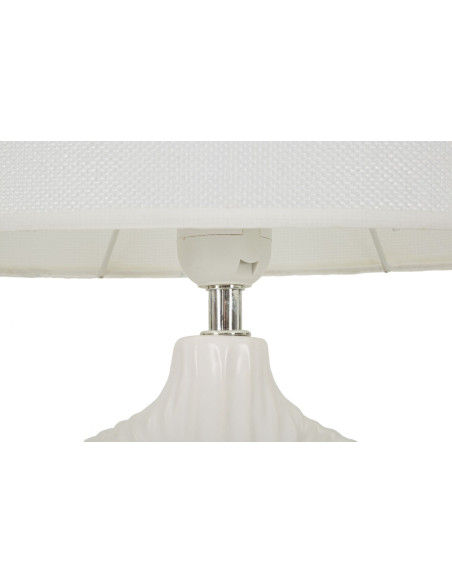 Lampe à poser moderne bord de mer Hauteur 43 cm en Céramique Tissu Blanc Métal Argenté Seta 