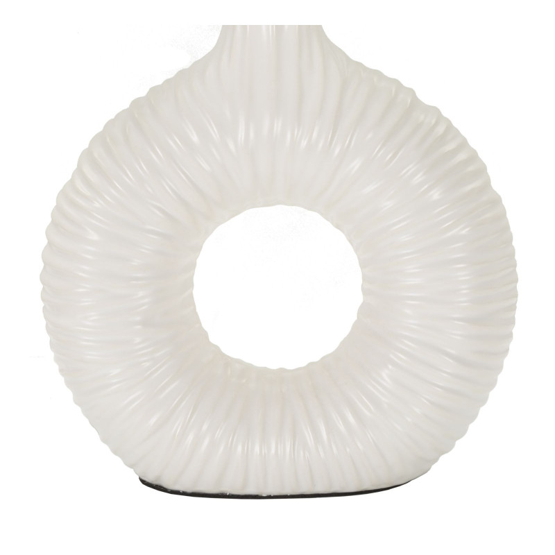 Lampe à poser moderne bord de mer Hauteur 43 cm en Céramique Tissu Blanc Métal Argenté Seta 