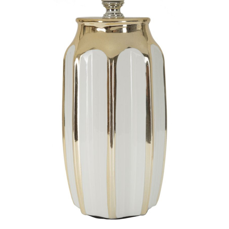 Lampe à poser moderne Hauteur 40 cm en Céramique Métal Doré Tissu Blanc Cassy 