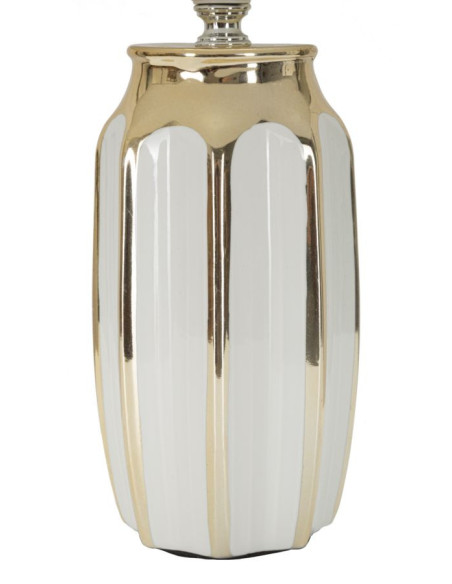 Lampe à poser moderne Hauteur 40 cm en Céramique Métal Doré Tissu Blanc Cassy 