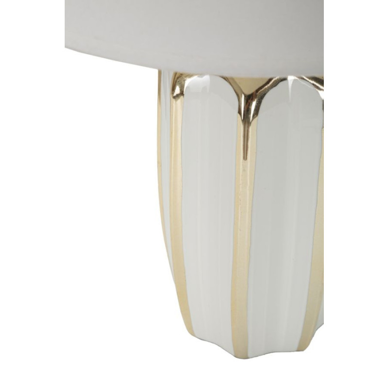 Lampe à poser moderne Hauteur 40 cm en Céramique Métal Doré Tissu Blanc Cassy 