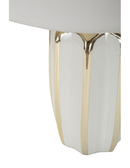 Lampe à poser moderne Hauteur 40 cm en Céramique Métal Doré Tissu Blanc Cassy 